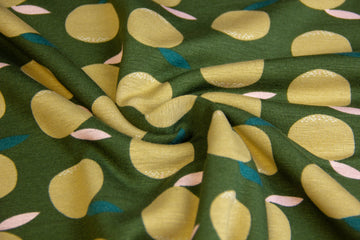 Alpenfleece mit Äpfeln, dunkelgrün, 0,5 m